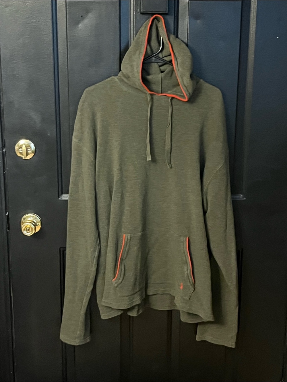 Polo by Ralph Lauren Olive Green Pullover Hoodie with Orange Trim